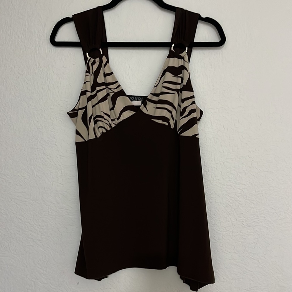 Women’s Brown and White Animal Print Top
